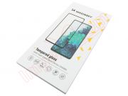 9H tempered glass screen protector with black frame for iPhone 15 Plus, in blister